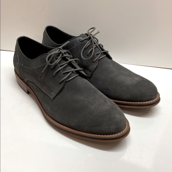 Joseph Abboud Cannon Lace Up Oxfords Grey Leather Honeycomb Pattern - Picture 1 of 8